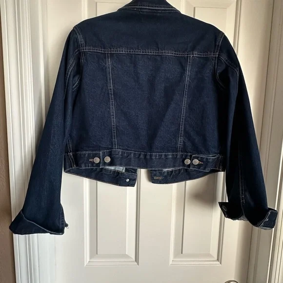 New Look- Cropped Denim Trucker Jacket - Classic Blue- XL - Picture 2 of 5